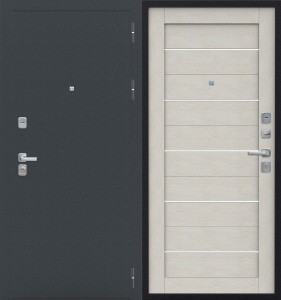 Дверь входная металлическая Хит Царга (NEW) Букле Графит/Листв.белая (бьянко) 205*86 ПРАВАЯ